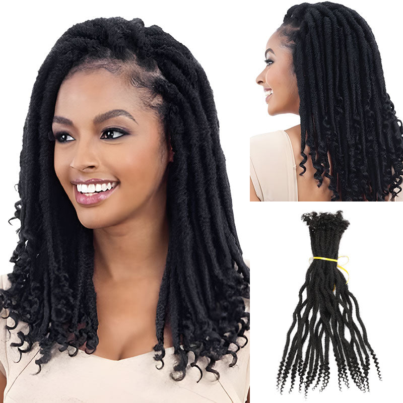 QVR Natural Black Dreadlock Loc Extensions With Curly Ends Human Hair