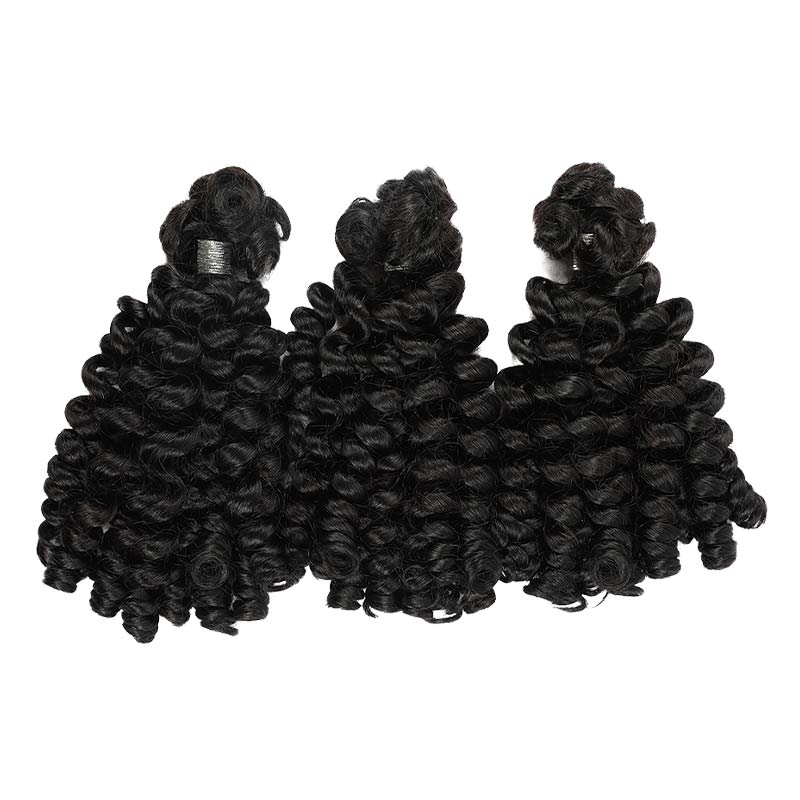 QVR Natural Black Bouncy Curl Bulk Hair Extensions For Crochet Braids Human Hair