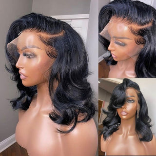QVR Body Wave Short Bob Wigs Pre Plucked 13x4 Lace Front Wigs Human Hair 210% Density