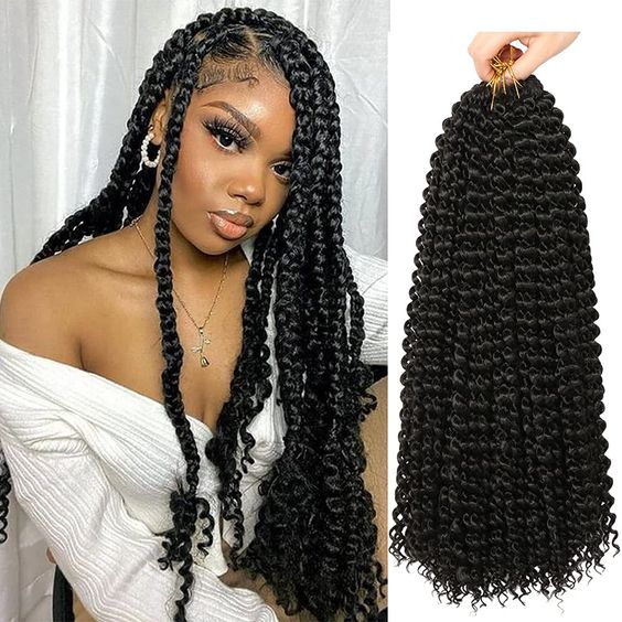 QVR Soft Kinky Curly Feather Crochet Braid Natural Black Wavy Human Hair Extensions