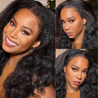 QVR Curly Edge Hairline Wigs Kinky Straight 13x4/13x6 Lace Frontal Human Hair Wigs For Women
