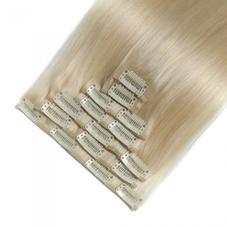 QVR #60 White Blonde Straight/Body Wave 7Pcs Clip in Hair Extensions