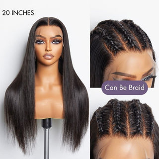 QVR Brazilian Straight Full Lace Wig Handmade Natural Black Human Hair Knotless Wigs