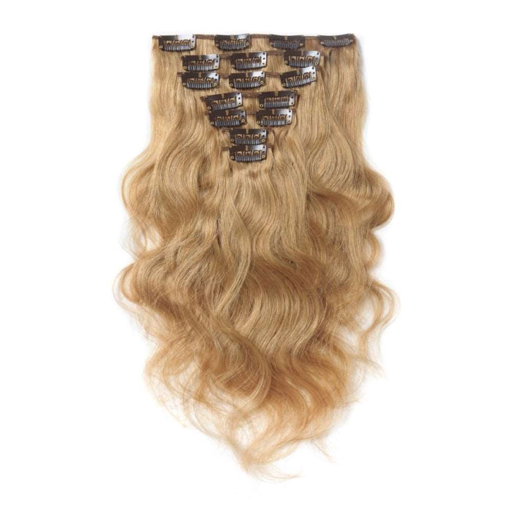 QVR #27 Honey Blonde Straight/Body Wave 7Pcs Clip in Hair Extensions