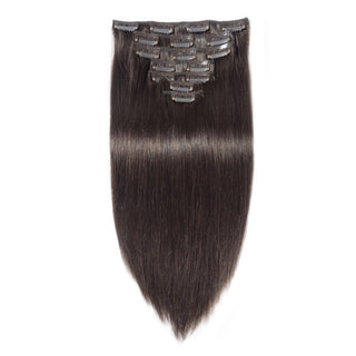 QVR #2 Darkest Brown Straight/Body Wave 7Pcs Clip in Hair Extensions