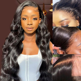QVR Glueless Body Wave Pre Cut Upgrade 13x4 Lace Front Human Hair Wigs with Breathable Cap