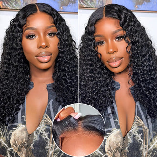 QVR Glueless Pre-Cut 4x6 Lace Front Wig Wear and Go Jerry Curly Human Hair Wig with Breathable Cap Beginner Wig