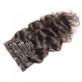 QVR #4 Chocolate Brown Straight/Body Wave 7Pcs Clip in Hair Extensions