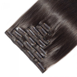 QVR #2 Darkest Brown Straight/Body Wave 7Pcs Clip in Hair Extensions
