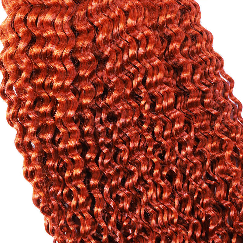 QVR Orange Kinky Curly Bulk Hair Extensions for Boho Knotless Braiding