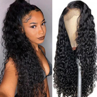 QVR Glueless Pre Cut Lace Upgrade 4x6 Lace Closure Water Wave Human Hair Wigs with Breathable Cap