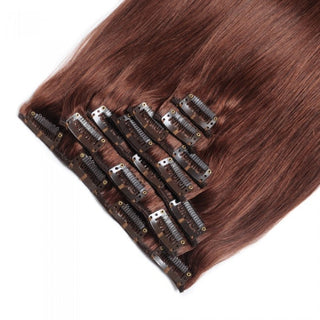 QVR #33 Reddish Brown Straight/Body Wave 7Pcs Clip in Hair Extensions