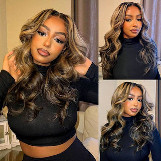 VIP Exclusive|Balayage Highlight Colored 13x4 Lace Frontal Wigs Body Wave/Straight