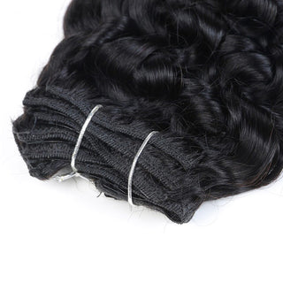 QVR Natural Black Hair 7Pcs Clip in Hair Extension Brazilian Jerry Curly Virgin Human Hair