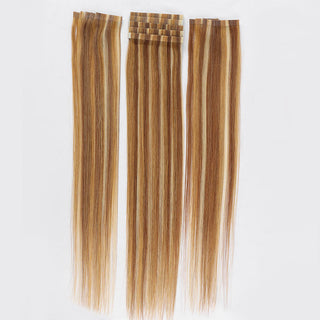 QVR Highlight #12/27/613 Tape in Hair Extensions Long Straight Skin Weft Human Hair