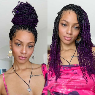QVR T1B/Purple Afro Kinky V Bulk Ombre Color for Kinky Twist Crochet Braiding Hair