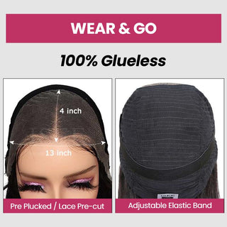 QVR Glueless Pre-cut 13x4 HD Lace Frontal Human Hair Wigs Deep Wave Wear Go Wigs