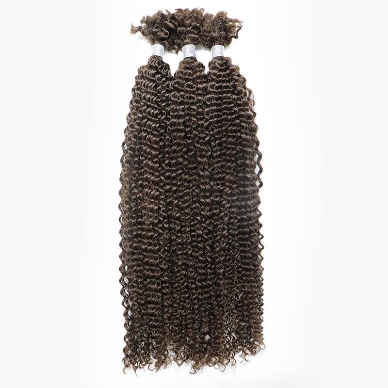 QVR Dark Brown Afro Kinky V Bulk for Kinky Twist Crochet Braiding Hair