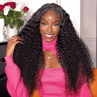 QVR Glueless 13x4 HD Lace Frontal Wig Deep Wave Invisible HD Lace Human Hair Wigs