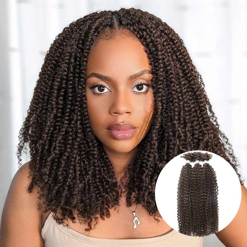 QVR Human Afro Kinky V Bulk Natural Curly Hair for Kinky Twist Crochet Braiding Hair