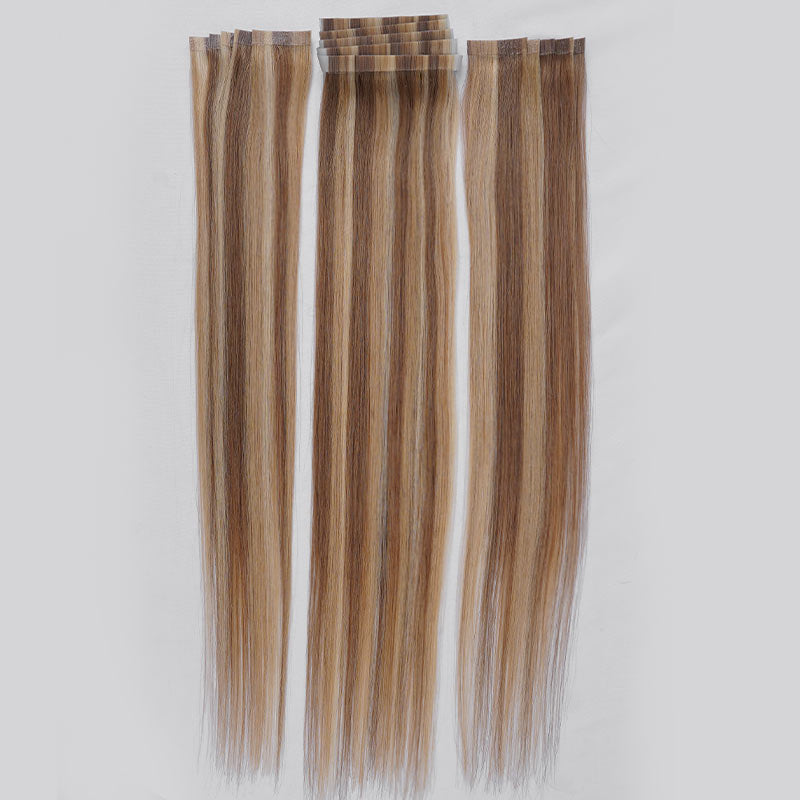 QVR Highlight #18/22/613 Tape in Hair Extensions Long Straight Skin Weft Human Hair
