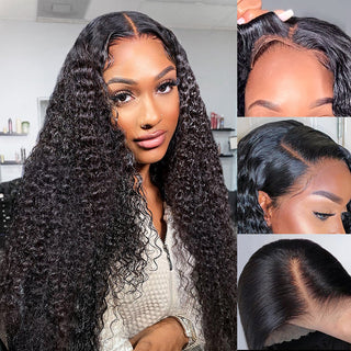 Cheveux humains bouclés Full Lace Wig 150% Densité HD Lace Wigs 13x4 Lace Front Kinky Curly Wigs