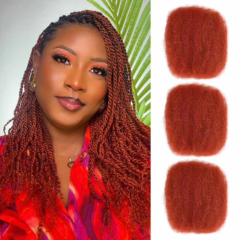 brignt red afro kinky human hair 