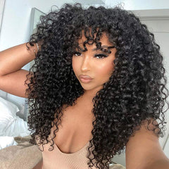 VIP Exclusive|Highlight Curly No Lace Piano #4/27 Color Glueless Machine Made Wig With Bangs 
