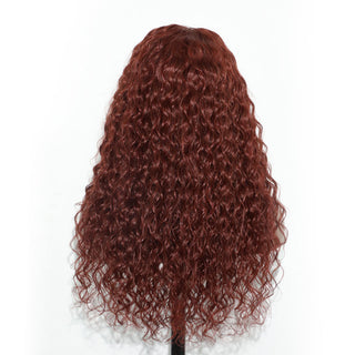 QVR Glueless Reddish Brown 4x6 Pre-cut Lace Closure Water Wave Wigs Wear Go Human Hair Wigs