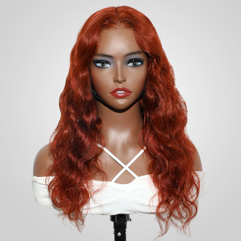 QVR #33 Brun rougeâtre Body WaveWigs Perruque de cheveux humains vierges 13x4 HD Lace Front Perruques colorées