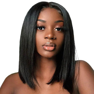 QVR Bob 13x4 Lace Frontal Wigs Brazilian Straight Black Virgin Human Hair Wigs