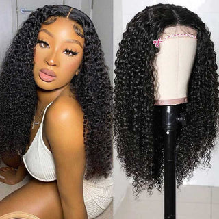 QVR Glueless Pre-cut 13x4 HD Lace Frontal Human Hair Wigs Kinky Curly Wear and Go Wigs