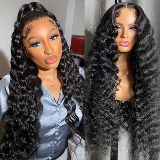 QVR Loose Deep Wave Wig Long Human Hair Wigs 13x4 Lace Front Wigs
