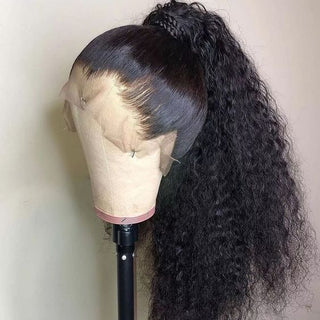 QVR Deep Wave Full Lace Wig Handmade Natural Black Human Hair Knotless Wigs