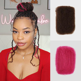 QVR Dark Brown+Pink Two Colors Afro Kinky Bulk Human Hair For Braiding DreadLock