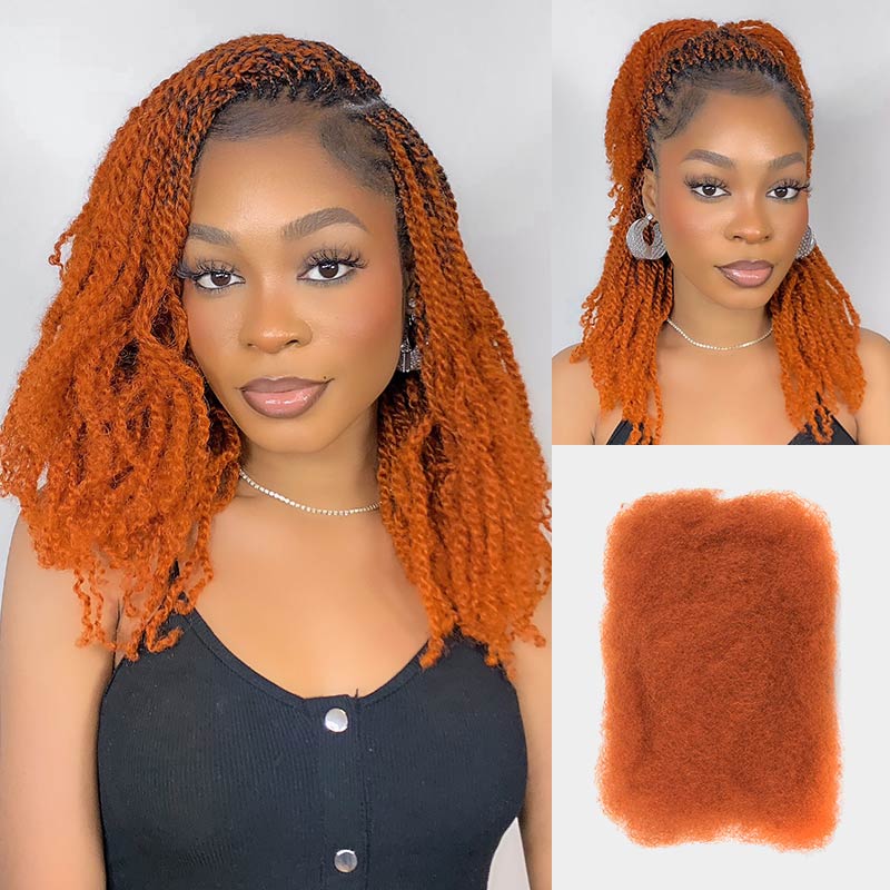 QVR Ginger Orange Afro kinky Bulk Hair Extensions For Braiding Dreadlock Human Hair