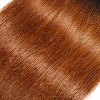T1B/30 Ombre Brown Color Brazilian Straight Hair 3 Bundles With 4x4 Lace Closure Human Hair Extensions