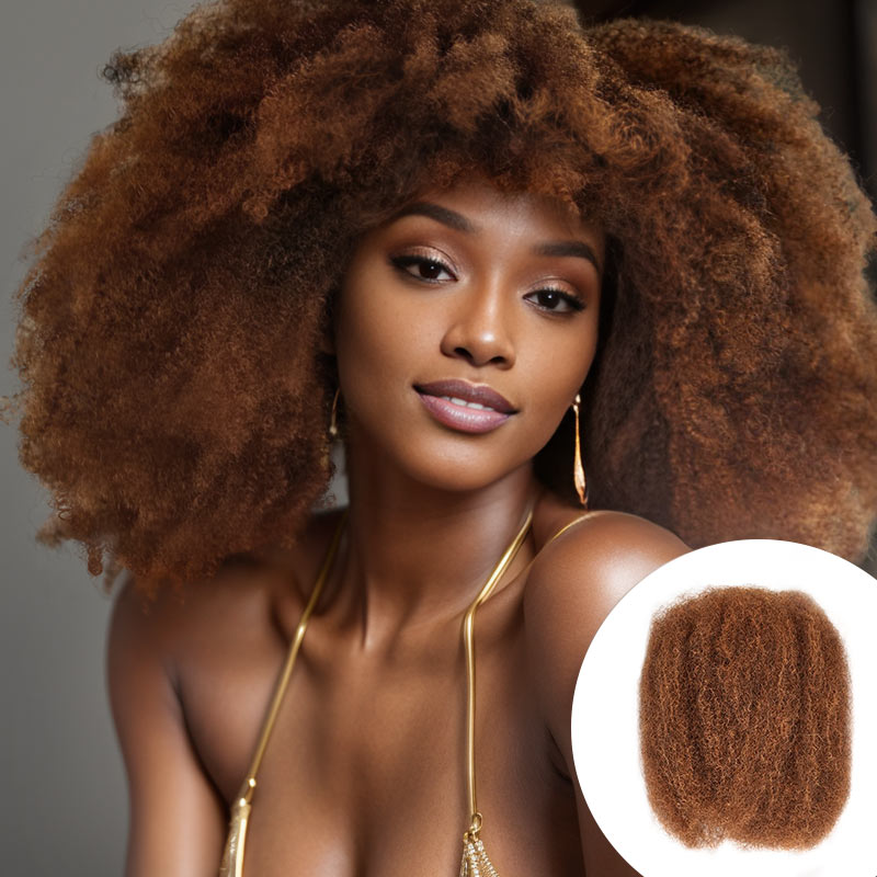 QVR Mixed Color #4/30 Afro Kinky Bulk Highlights #27/30 Human Hair