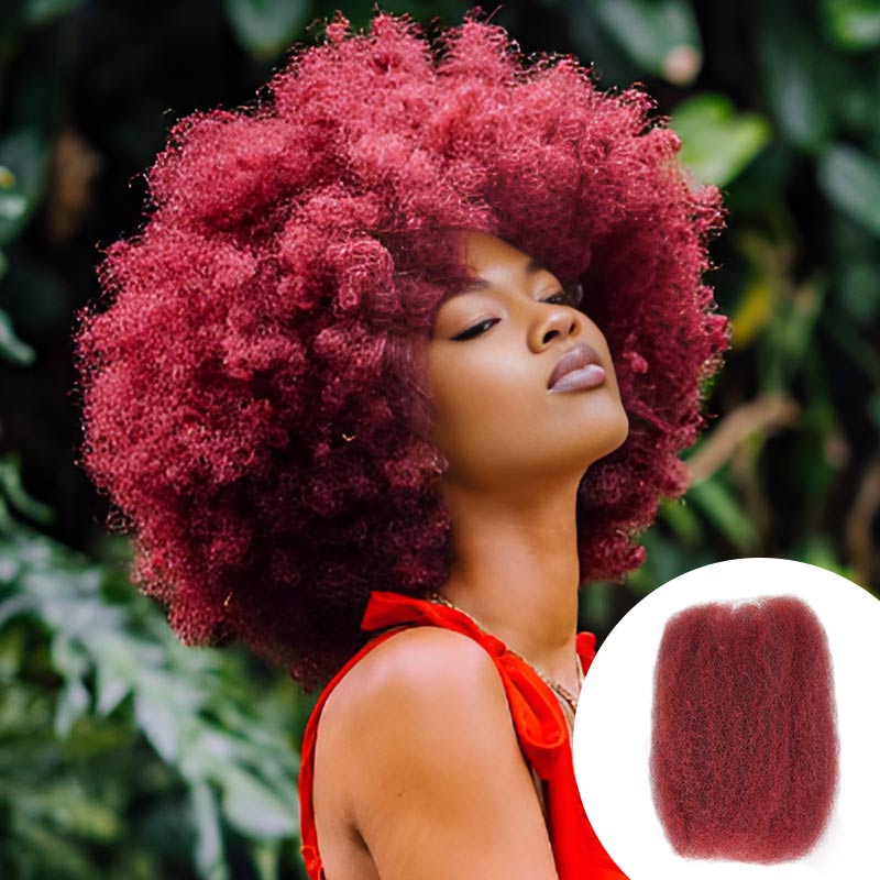 QVR #1B/Red Color Afro Kinky Bulk Highlights Human Hair for Braiding DreadLock