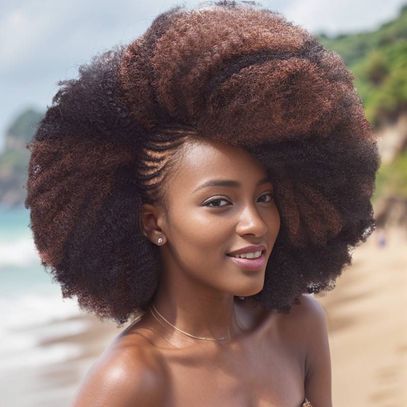 QVR Highlights Brown Auburn Color 5 Packs Afro kinky Bulk For Braiding Dreadlock Hair
