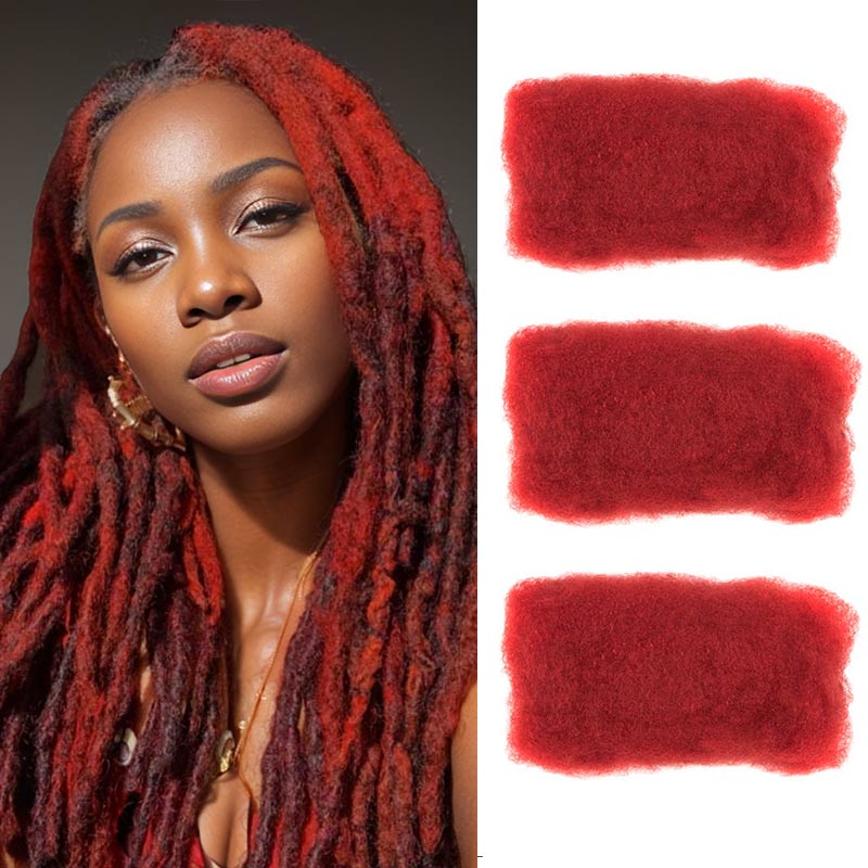 QVR Upgrade Red Color Afro kinky Bulk Hair Extensions For Braiding Dreadlock Human Hair