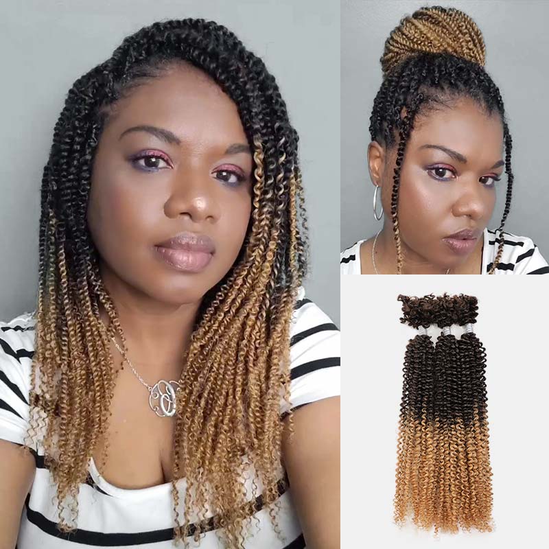 QVR Ombre T2/27 Afro Kinky V Bulk for Kinky Twist Crochet Braiding Hair