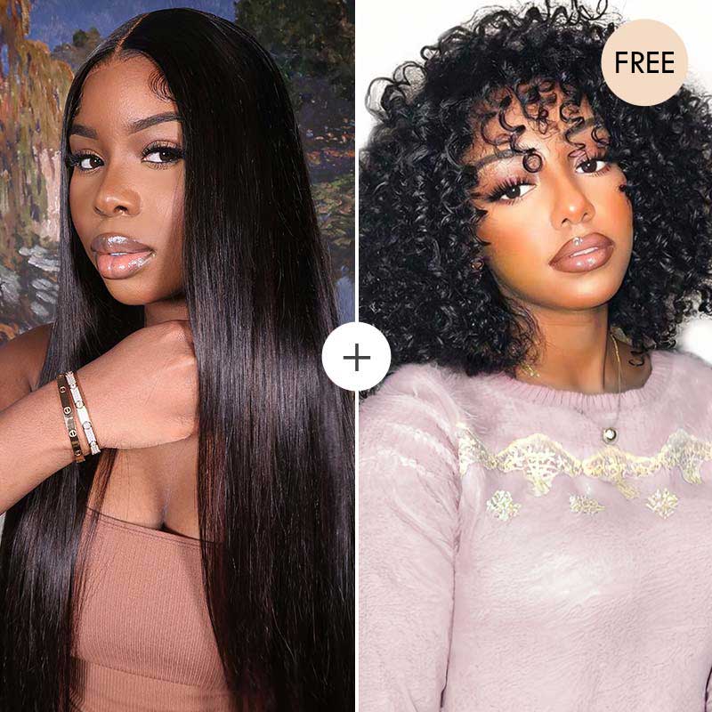 QVR 7x5 Glueless Lace Straight Wig With Pre Plucked Hairline 180% Density