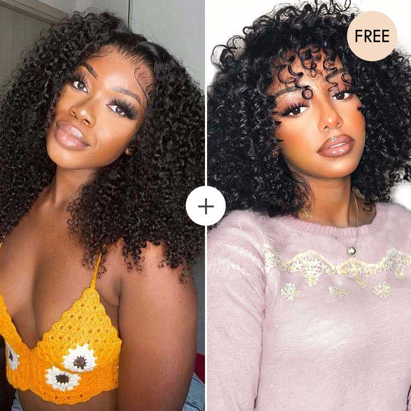 QVR Glueless Jerry Curly Pre-Bleached 7x5 Lace Wig with Pre-plucked Hairline