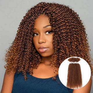 QVR Auburn Brown Afro Kinky V Bulk for Kinky Twist Crochet Braiding Hair