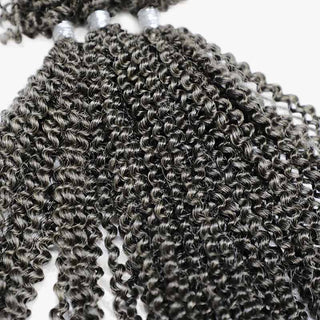 QVR Salt Pepper Color Afro Kinky V Bulk for Kinky Twist Crochet Braiding Hair
