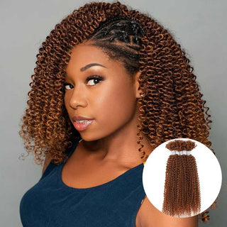 QVR Auburn Brown Afro Kinky V Bulk for Kinky Twist Crochet Braiding Hair