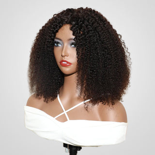 QVR V Part Kinky Curly Wigs Upgrade U Part Wigs Human Hair Wigs Beginner Friendly