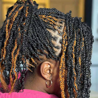 QVR Natural Black+Auburn Brown Two Colors Afro Kinky Bulk Human Hair For Braiding DreadLock