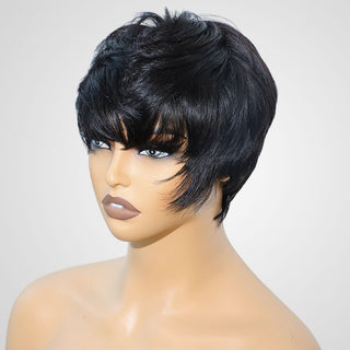 QVR Hot Natural Human Hair Pixie Cut Wig for Black Women